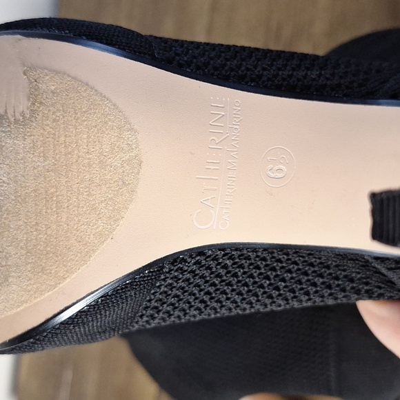 Catherine Malandrino Black Knit Peep-Toe Boots Size 6.5 - Picture 10 of 11